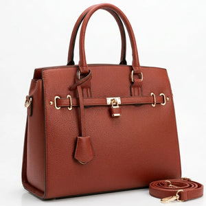 Borsa a bauletto biker lucchetto ciondolo donna elegante rigida