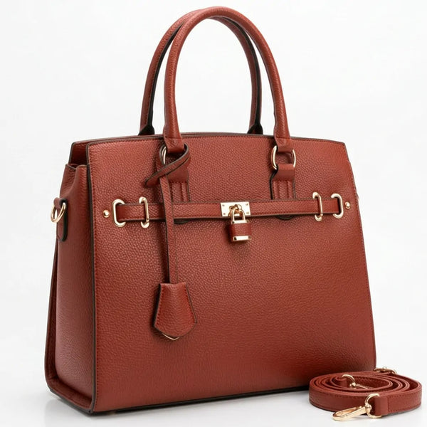 Borsa a bauletto biker lucchetto ciondolo donna elegante rigida