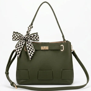 Foulardina - Borsa secchio con foulard Donna Modello Hobo Casual con Dettagli Dorati trapezoidale