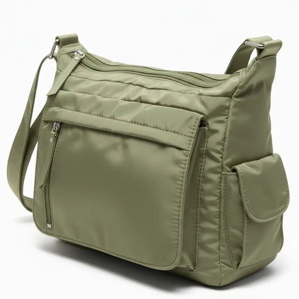 Scattiau - Borsa firmata Gyoiamea con 5 tasche platta zip Tracolla Donna in Nylon Multitasche