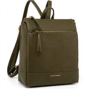 COCONUDA - zaino eco pelle venata donna cuoio casual vintage multi tasche capiente cartella