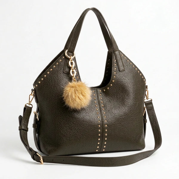 PODRI - Borsa a Spalla Donna simil Pelle Morbida Borsa shopping sacco hobo Grande borchie chiodi