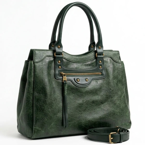 Tommasini - Borsa a bauletto biker cerniera ciondolo donna elegante rigida vintage