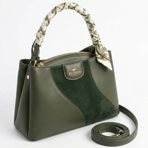 Erick&co - Borsa secchio con foulard Donna Modello Hobo Casual con Dettagli Dorati trapezoidale