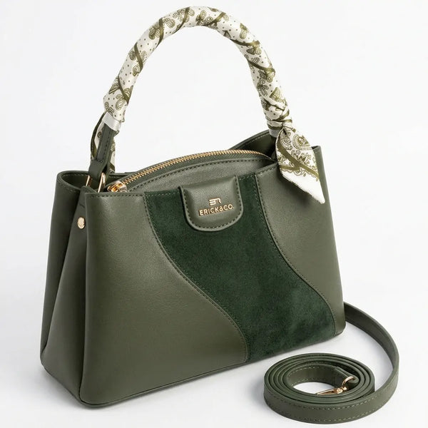Erick&co - Borsa secchio con foulard Donna Modello Hobo Casual con Dettagli Dorati trapezoidale