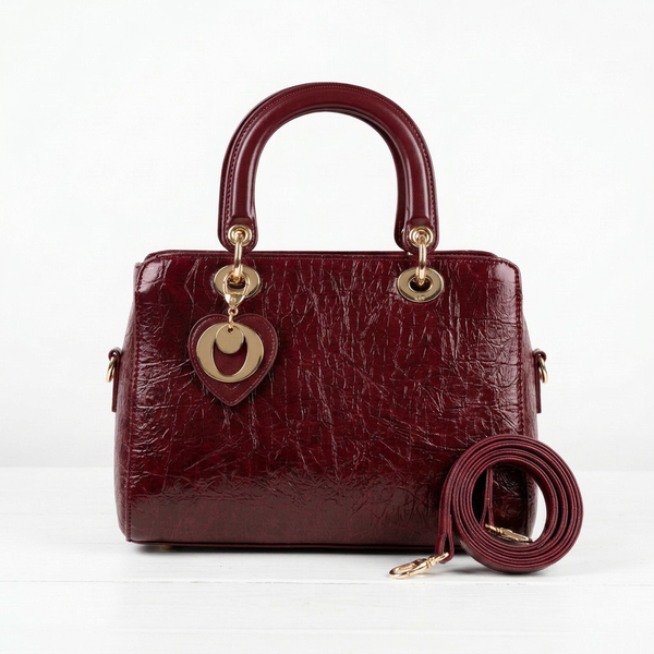 Dudlin - Borsa Donna bauletto borsetta bag Casual rigido simil pelle squamata lucida