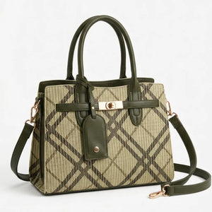 Dudlin - Borsa Donna bauletto borsetta bag Casual rigido simil pelle fantasia tartan scozzese