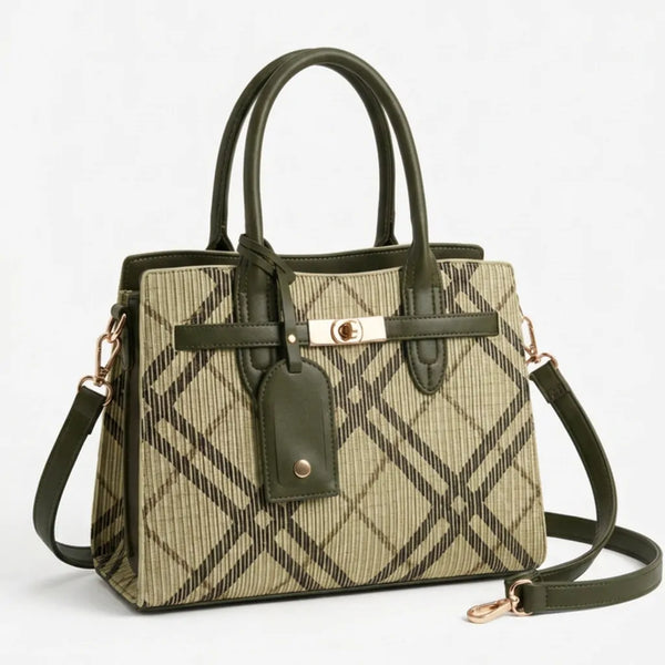 Dudlin - Borsa Donna bauletto borsetta bag Casual rigido simil pelle fantasia tartan scozzese