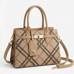 Dudlin - Borsa Donna bauletto borsetta bag Casual rigido simil pelle fantasia tartan scozzese