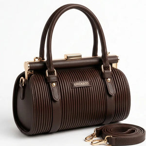 Erick&Co - Borsa Donna bauletto borsetta bag Casual rigido simil pelle plissettata trapuntata