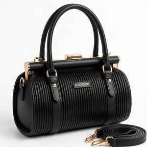 Erick&Co - Borsa Donna bauletto borsetta bag Casual rigido simil pelle plissettata trapuntata