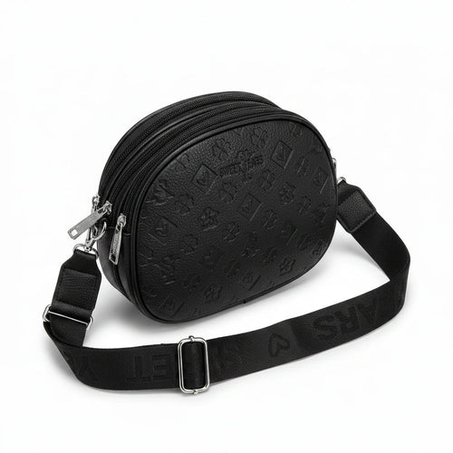 Sweet Years - Borsa multitasche firmata capiente giornaliera borsetta 3 zip 2026 simil pelle pressata logata logo 3d