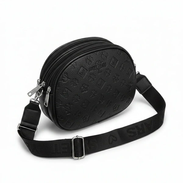 Sweet Years - Borsa multitasche firmata capiente giornaliera borsetta 3 zip 2026 simil pelle pressata logata logo 3d