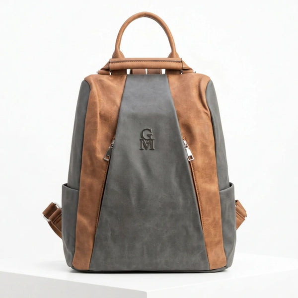 Double - Zaino firmato Gyoiamea donna simil pelle bicolore spalla casual passeggio zainetto