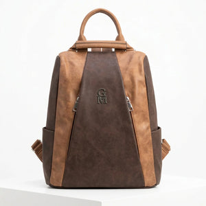 Double - Zaino firmato Gyoiamea donna simil pelle bicolore spalla casual passeggio zainetto