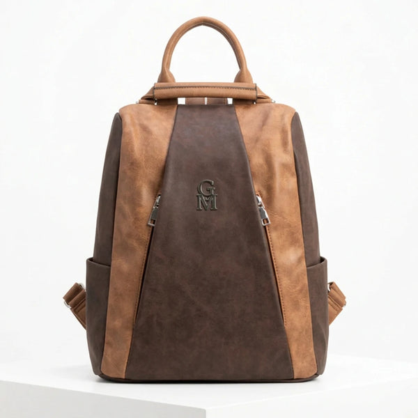 Double - Zaino firmato Gyoiamea donna simil pelle bicolore spalla casual passeggio zainetto