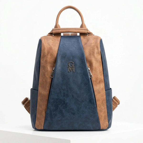 Double - Zaino firmato Gyoiamea donna simil pelle bicolore spalla casual passeggio zainetto