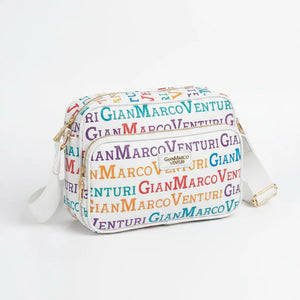 Borsa firmata Gian Marco Venturi 3 zip cerniere logata tracolla donna logo zip tracolla fantasia multi tasche