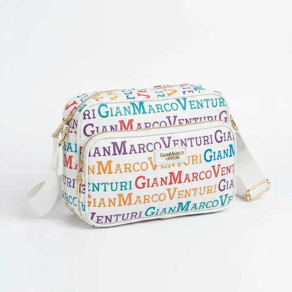 Borsa firmata Gian Marco Venturi 3 zip cerniere logata tracolla donna logo zip tracolla fantasia multi tasche