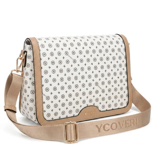YYcoveri - Borsa firmata zip cerniere logata tracolla donna logo zip tracolla fantasia multi tasche platta