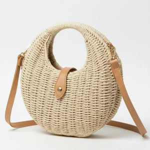 La Maldivas - Borsa Bauletto Donna In Paglia Rigida con Tracolla Borsetta Estiva a Mano