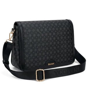 YYcoveri - Borsa firmata zip cerniere logata tracolla donna logo zip tracolla fantasia multi tasche platta