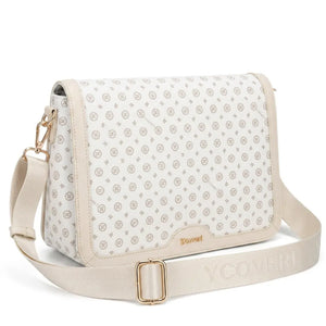 YYcoveri - Borsa firmata zip cerniere logata tracolla donna logo zip tracolla fantasia multi tasche platta