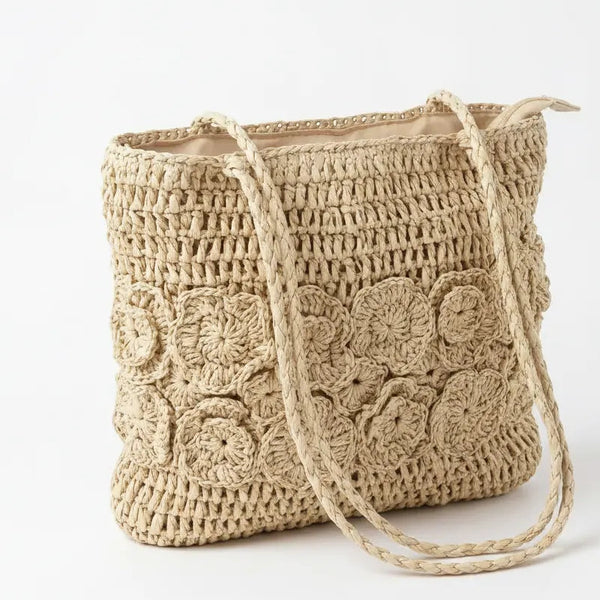 La Fiorente - Borsa firmata Gyoiamea a paglia ricamato shopping bag leggera