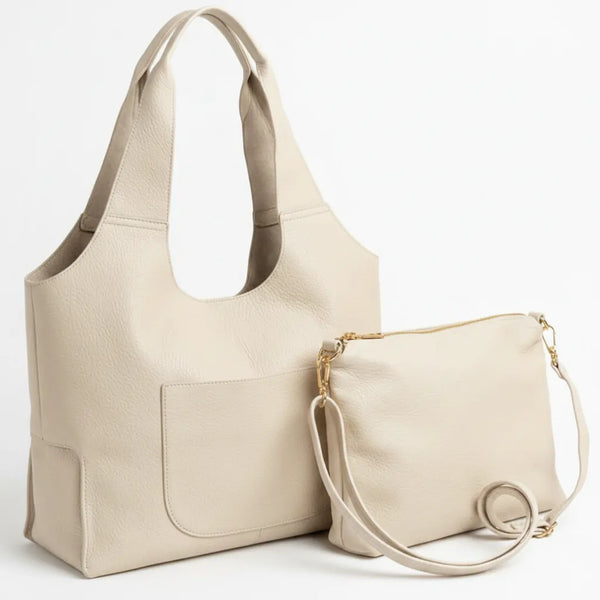 La Duo - borsa 2in1 con borsetta in simil pelle a sacco morbida capiente casual