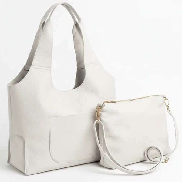 La Duo - borsa 2in1 con borsetta in simil pelle a sacco morbida capiente casual
