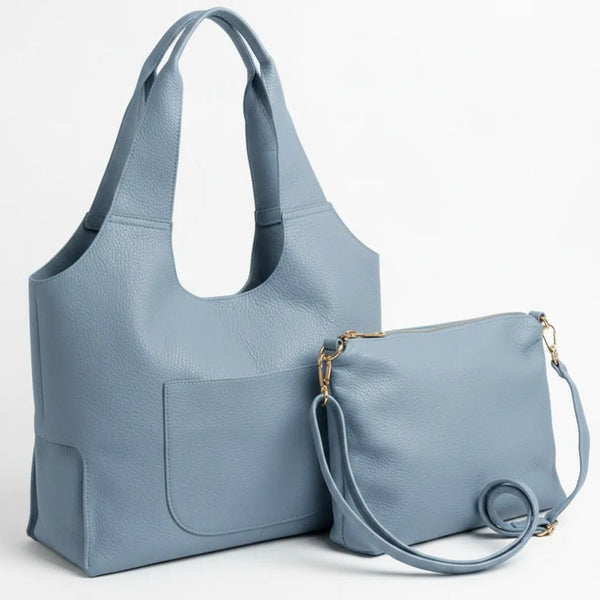 La Duo - borsa 2in1 con borsetta in simil pelle a sacco morbida capiente casual