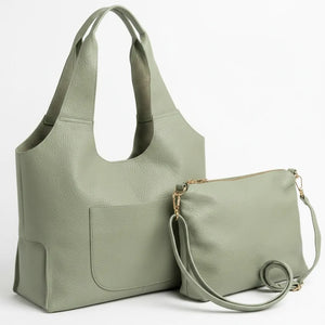 La Duo - borsa 2in1 con borsetta in simil pelle a sacco morbida capiente casual
