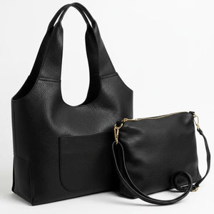 La Duo - borsa 2in1 con borsetta in simil pelle a sacco morbida capiente casual