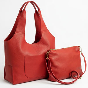 La Duo - borsa 2in1 con borsetta in simil pelle a sacco morbida capiente casual
