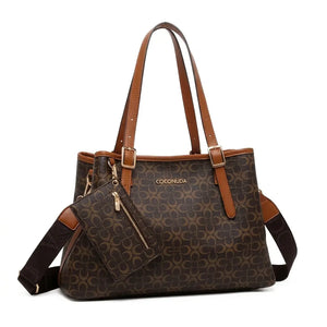 Coconuda - Borsa + portamonete shopping spalla simil pelle fantasia Logata tote bag tracolla