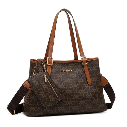 Coconuda - Borsa + portamonete shopping spalla simil pelle fantasia Logata tote bag tracolla