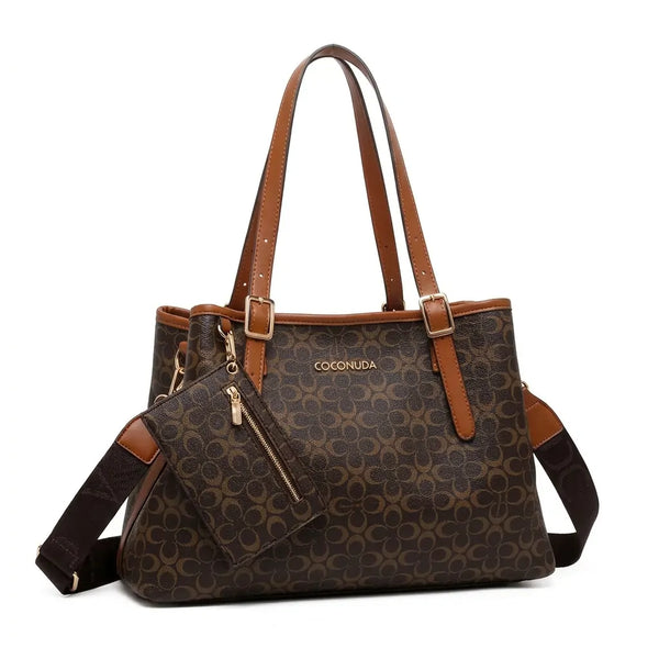 Coconuda - Borsa + portamonete shopping spalla simil pelle fantasia Logata tote bag tracolla