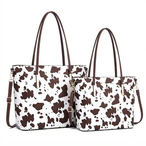 Shoppertiger - Borsa grande e borsa piccola tote borsetta rigida simil pelle fantasia animalier leopardata