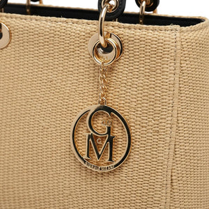 Iconica - Borsa bauletto spalla paglia effetto raffia sintetica tracolla simil pelle