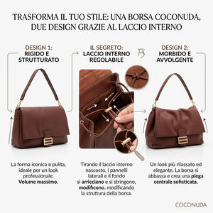 COCONUDA - Borsa a Spalla platta firmata Donna simil Pelle bauletto tracolla scamosciata