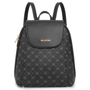 Valentini Gino - Zainetto zaino donna fantasia logata logo vintage simil pelle rigida multitasche passeggio