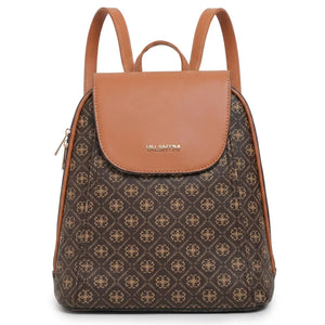 Valentini Gino - Zainetto zaino donna fantasia logata logo vintage simil pelle rigida multitasche passeggio