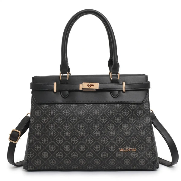 Valentini Gino - Borsa Donna grande tote bag Casual fantasia logata logo bauletto rigido vintage