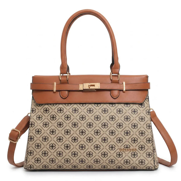 Valentini Gino - Borsa Donna grande tote bag Casual fantasia logata logo bauletto rigido vintage