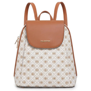 Valentini Gino - Zainetto zaino donna fantasia logata logo vintage simil pelle rigida multitasche passeggio