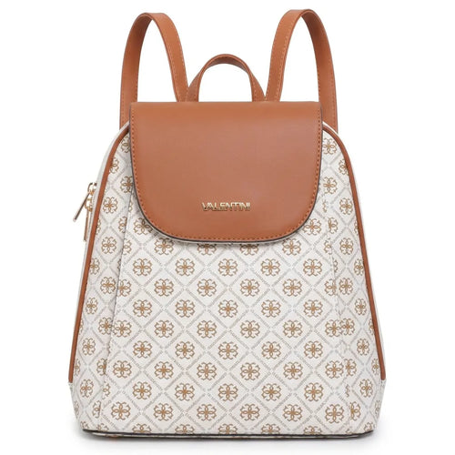 Valentini Gino - Zainetto zaino donna fantasia logata logo vintage simil pelle rigida multitasche passeggio