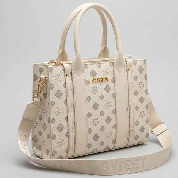Sweet Years - Borsa firmata donna spalla a tracolla simil pelle nuova fantasia logo tote bag logata