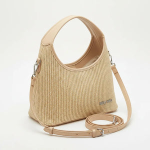 Sweet Years - Borsa mezzaluna hobo spalla paglia effetto raffia sintetica intrecciata simil pelle