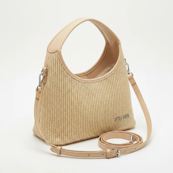 Sweet Years - Borsa mezzaluna hobo spalla paglia effetto raffia sintetica intrecciata simil pelle