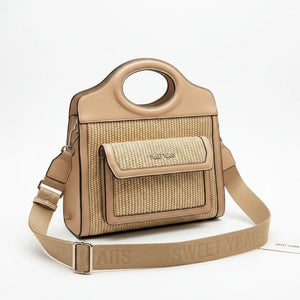 Sweet Years - Borsa shopping spalla paglia effetto raffia sintetica intrecciata simil pelle